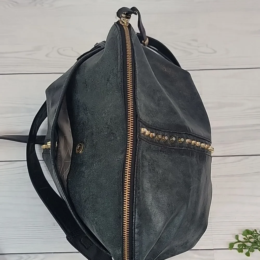 Badgley Mischka Shoulder Bag Dark Green Leather Large Capacity